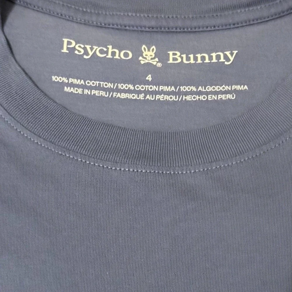 Psycho Bunny Kids Blue Pima Cotton Short Sleeve Logo T-Shirt Size 4